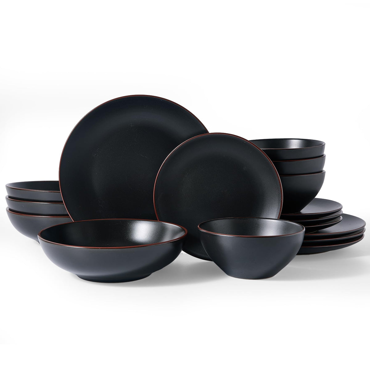 Famiware Venus Plates and Bowls Sets, 12pcs Stoneware Dinnerware Set for 4