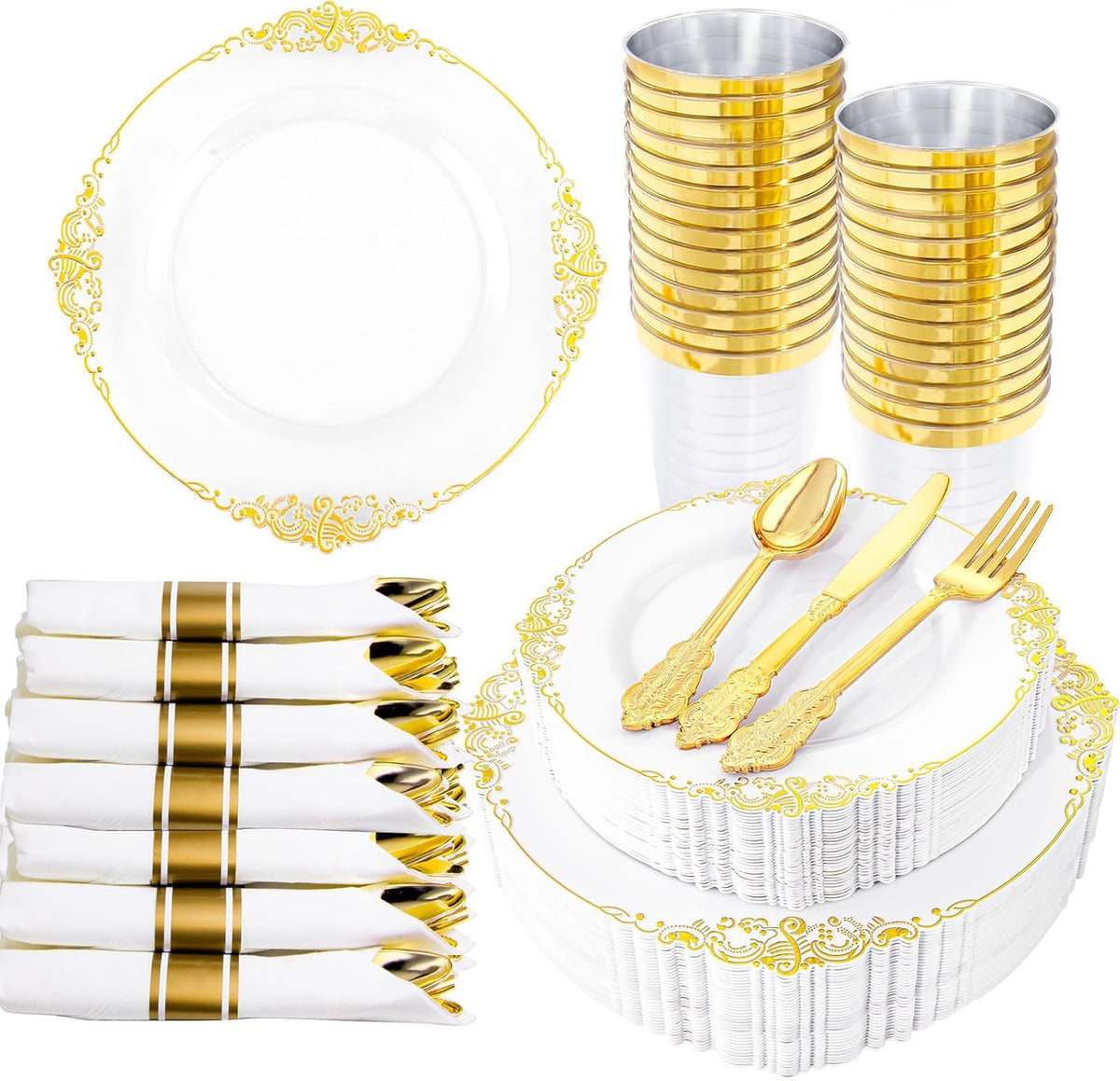 Hioasis 350 Pcs Clear Black Plates for Party