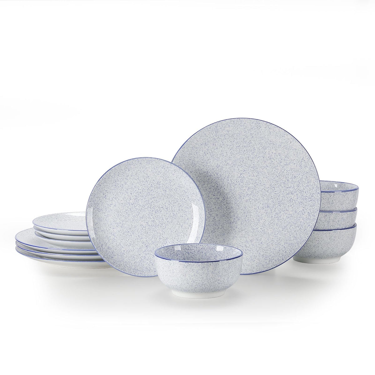 Sweejar Dinnerware Set of 4,12 Piece Ceramic Plates and Bowls Set Green