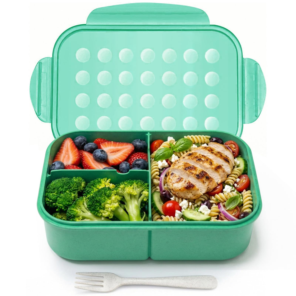 MISS BIG® Large Bento Lunch Box for Adults, 1900ml, 3 Compartments, Blue