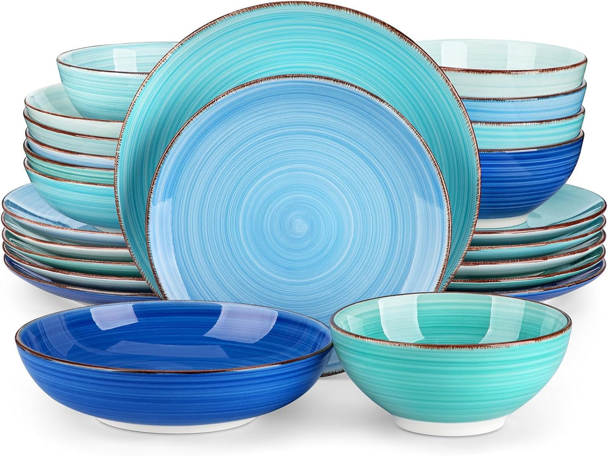 vancasso Bonita Dinnerware Sets 12 Pieces for 4, Ceramic Dishes Set Blue