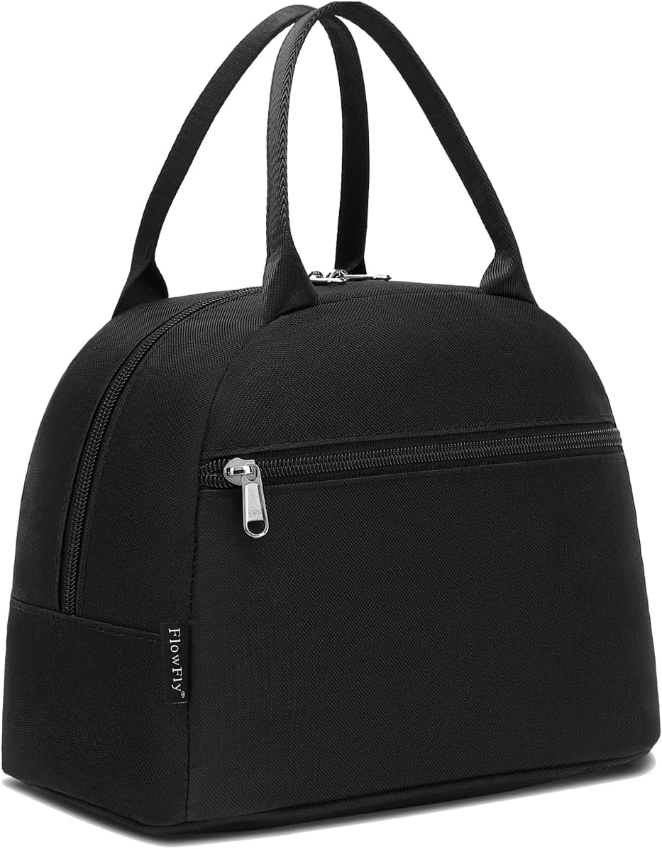 FlowFly Insulated Lunch Cooler Bag - Tote Bag Organizer for Women/Men, Black