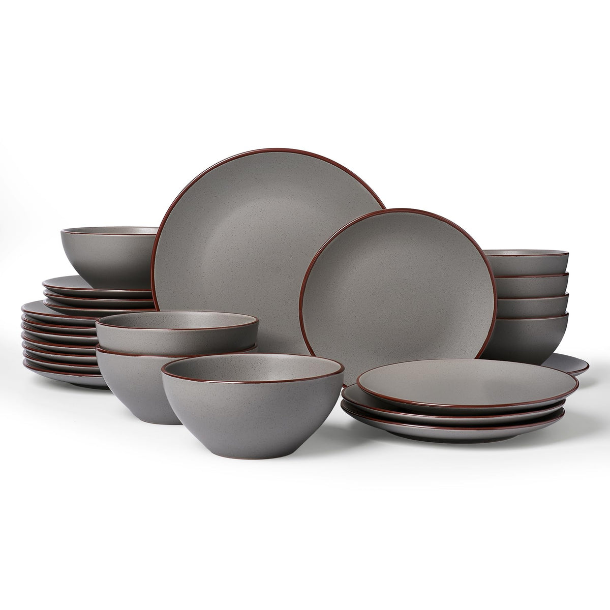 Famiware Venus Plates and Bowls Sets, 12pcs Stoneware Dinnerware Set for 4