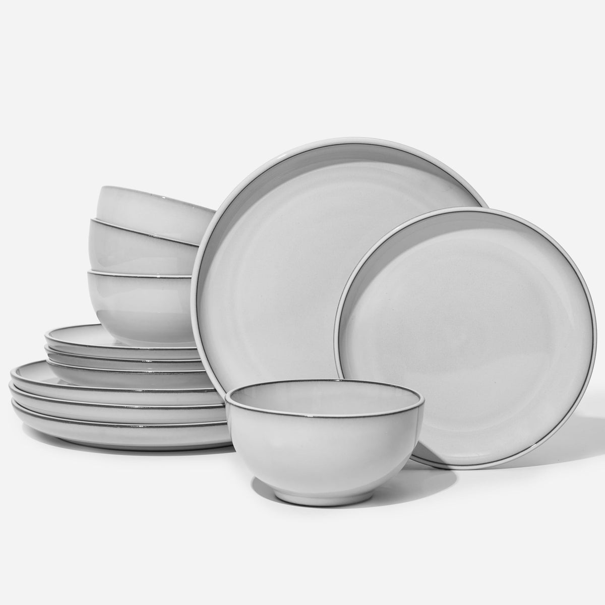 Pokini Stoneware Dinnerware Sets for 8, 24pcs Plates and Bowls Sets Dishes