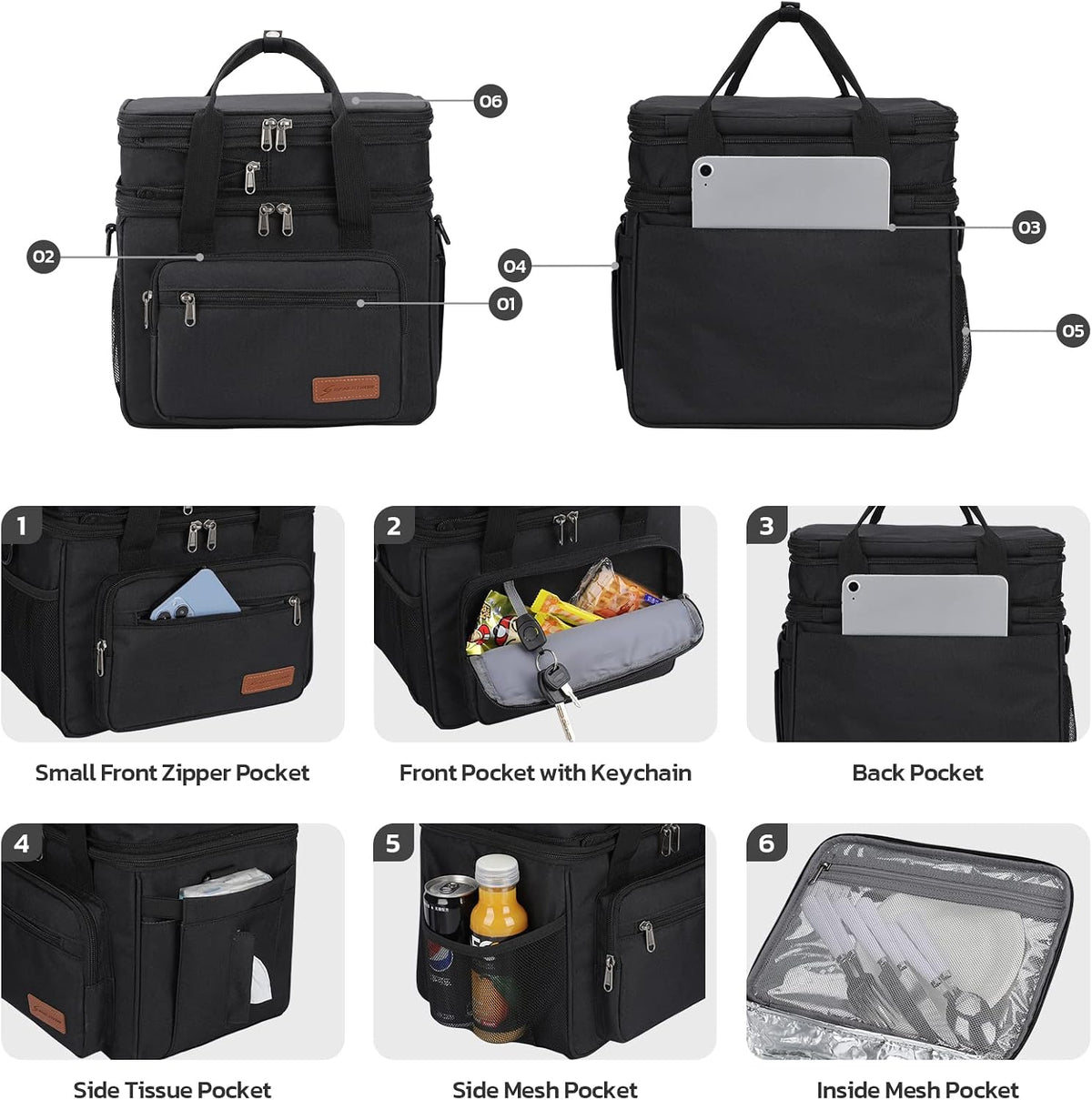 Maelstrom 23L Insulated Lunch Box, Expandable Double Deck Cooler Bag