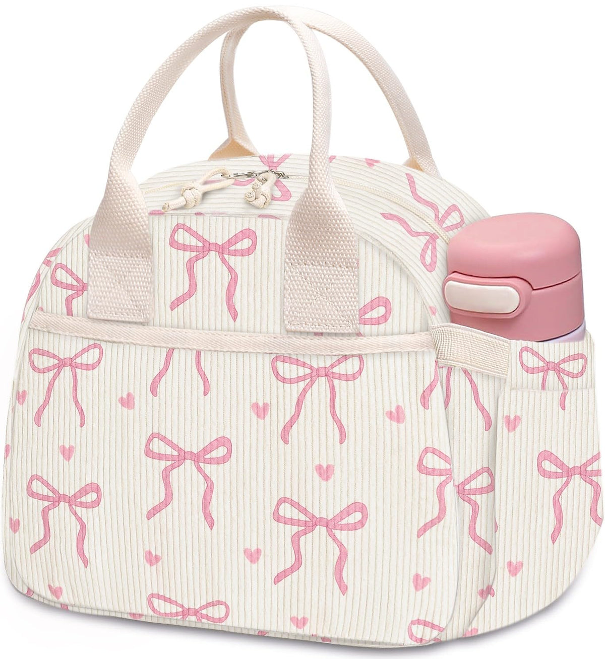 Carry bloom Lunch Box for Women, Insulated Lunch Bag Cute Corduroy Lunchbox