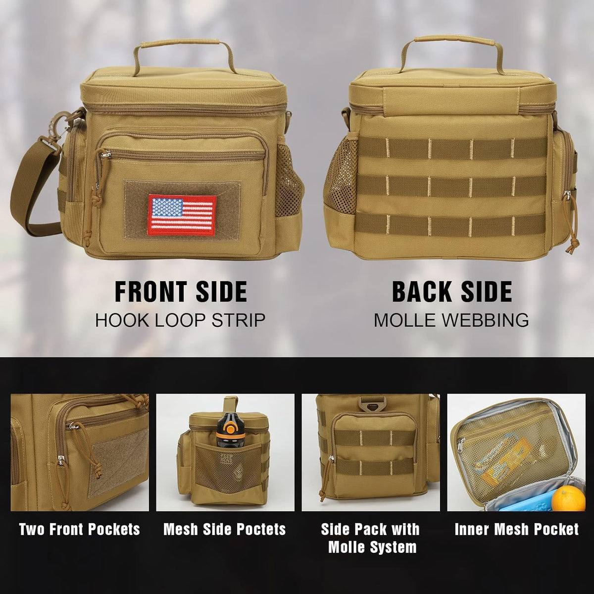 Lunch Box for Men, 12L Leakproof Tactical Lunch Bag Large Cooler for work