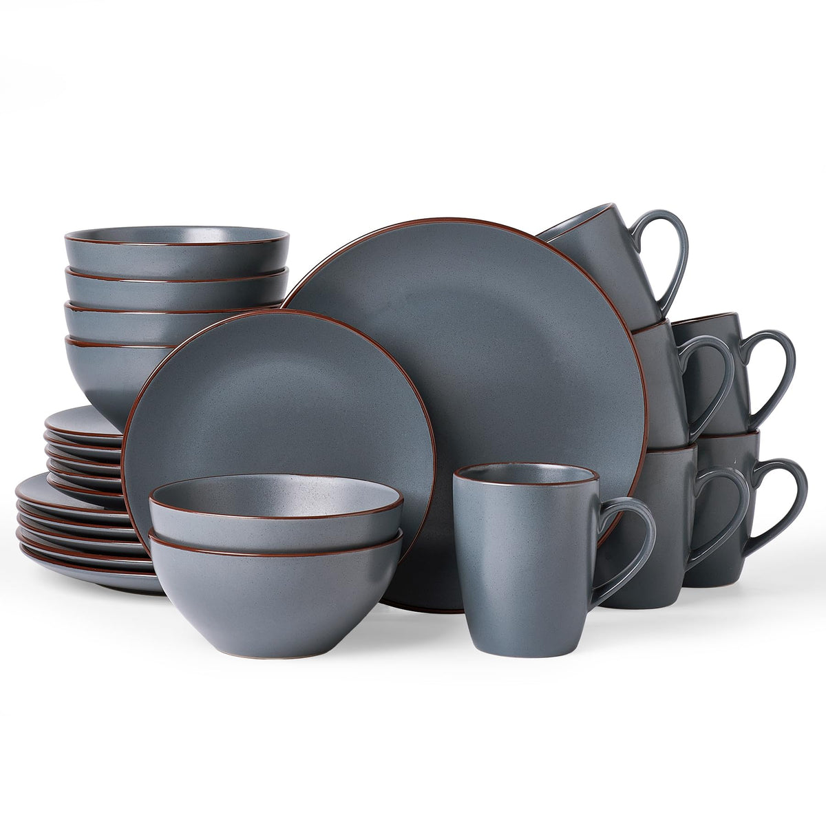 Famiware Venus Plates and Bowls Sets, 12pcs Stoneware Dinnerware Set for 4