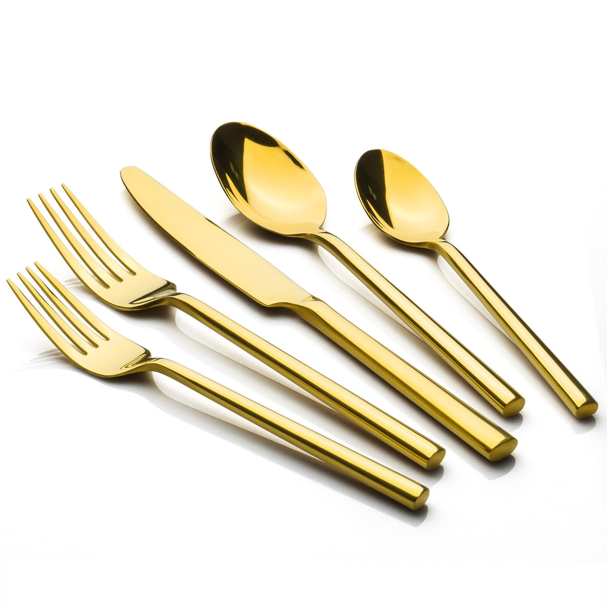 Alata Potter Champagne Gold 20-Piece Forged Silverware Set, Service for 4, Stainless Steel Flatware Set, Modern Design with Mirror Finish, Ideal for Home, Kitchen, Party, Camping