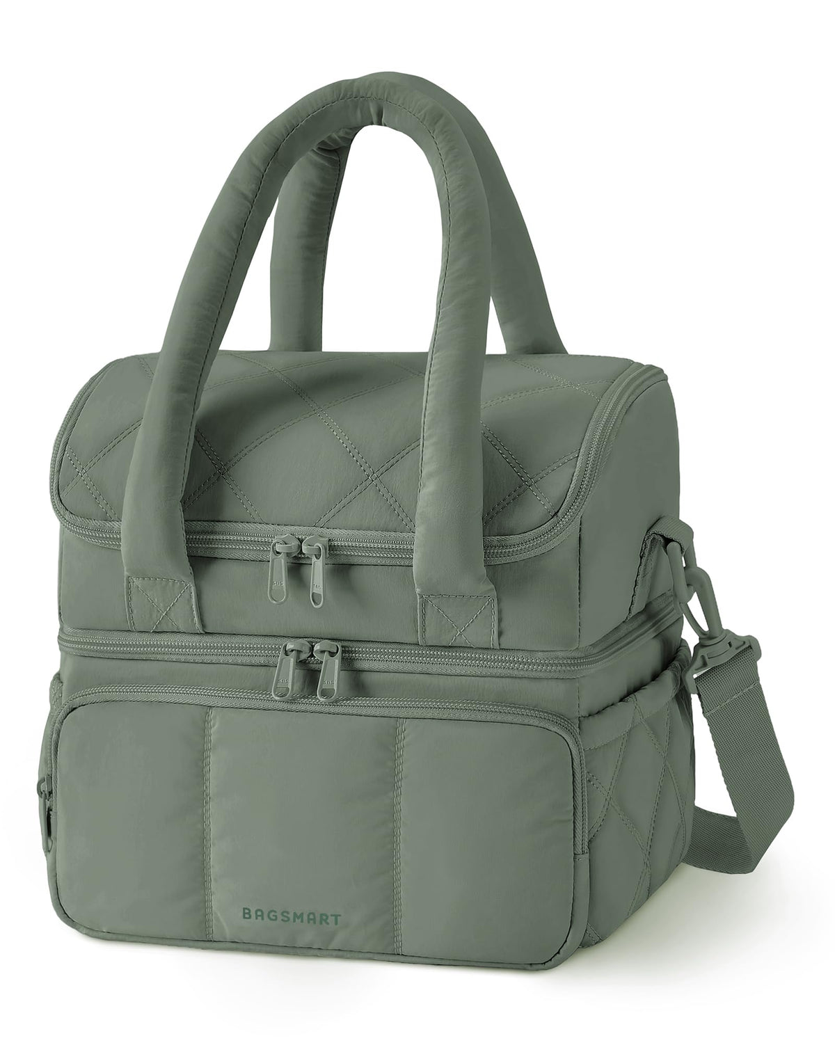 BAGSMART Lunch Bag Women, Double Deck Insulated Lunch Box, Camel
