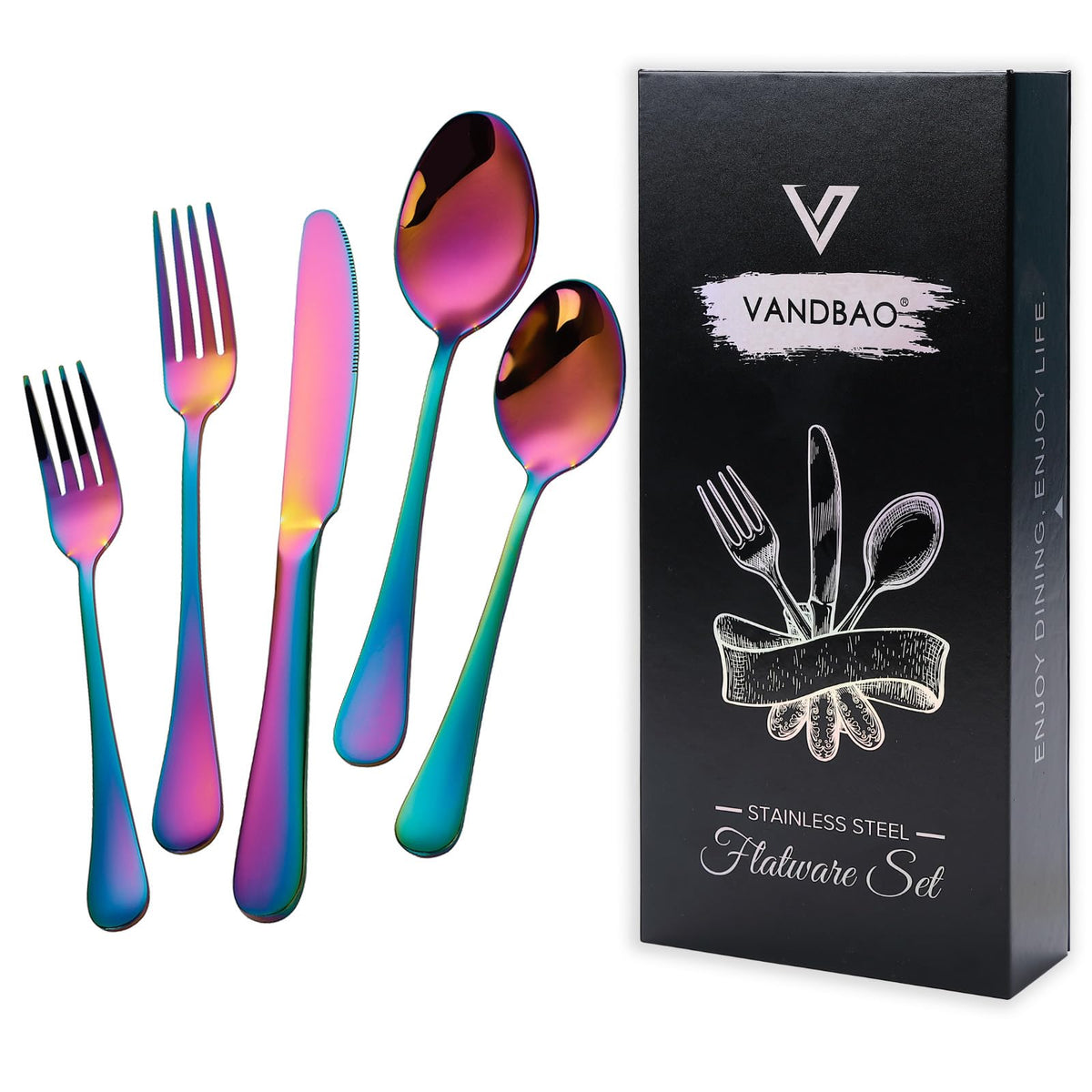 Blue Silverware Set Flatware Cutlery - 20 Pieces Stainless Steel Tableware Set Service for 4,Include Fork Knife Spoon,Mirror Polished,Dishwasher Safe