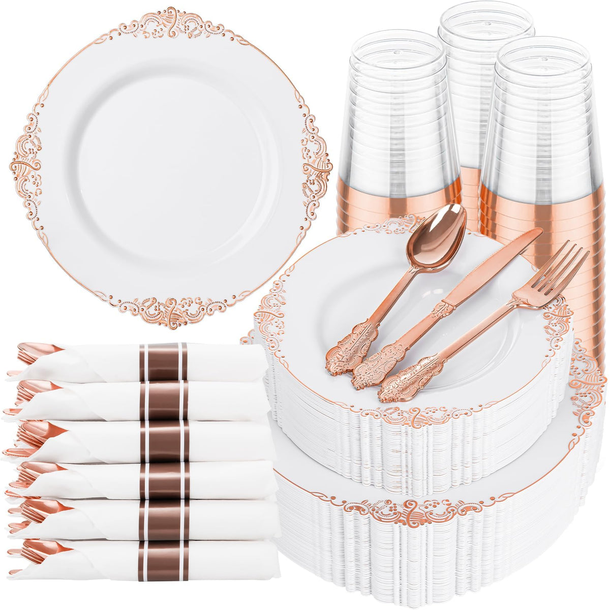 Hioasis 350 Pcs Clear Black Plates for Party