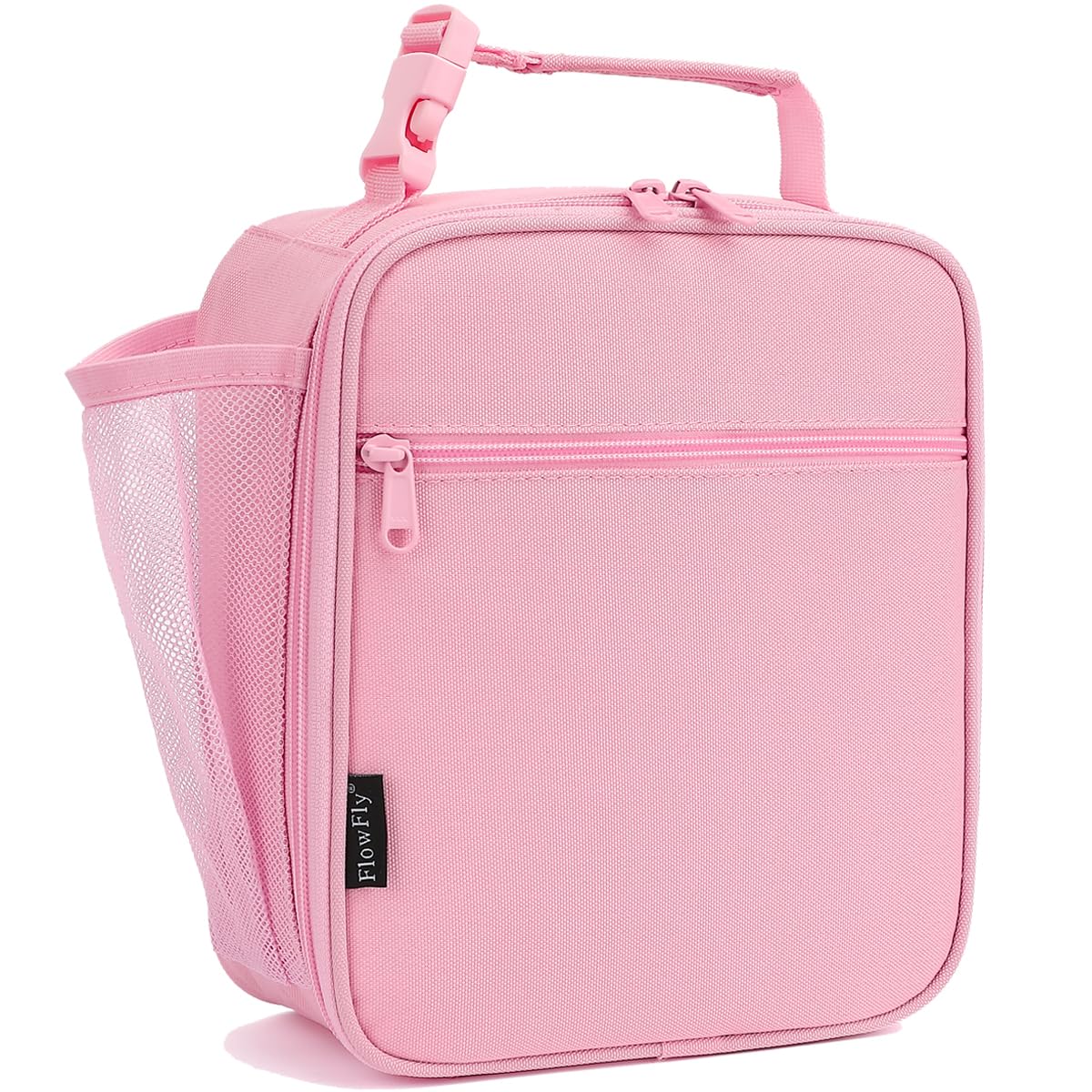 FlowFly Kids Lunch Box Insulated Letter Print Soft Bag Mini Cooler Back to School Thermal Meal Tote Kit for Girls, Boys, Black