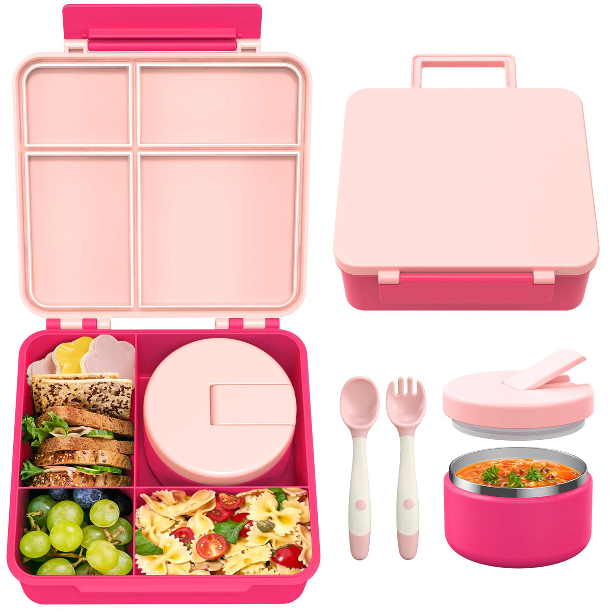 LOHASOK Bento Lunch Box for Kids with 8oz Soup Thermo,Blue