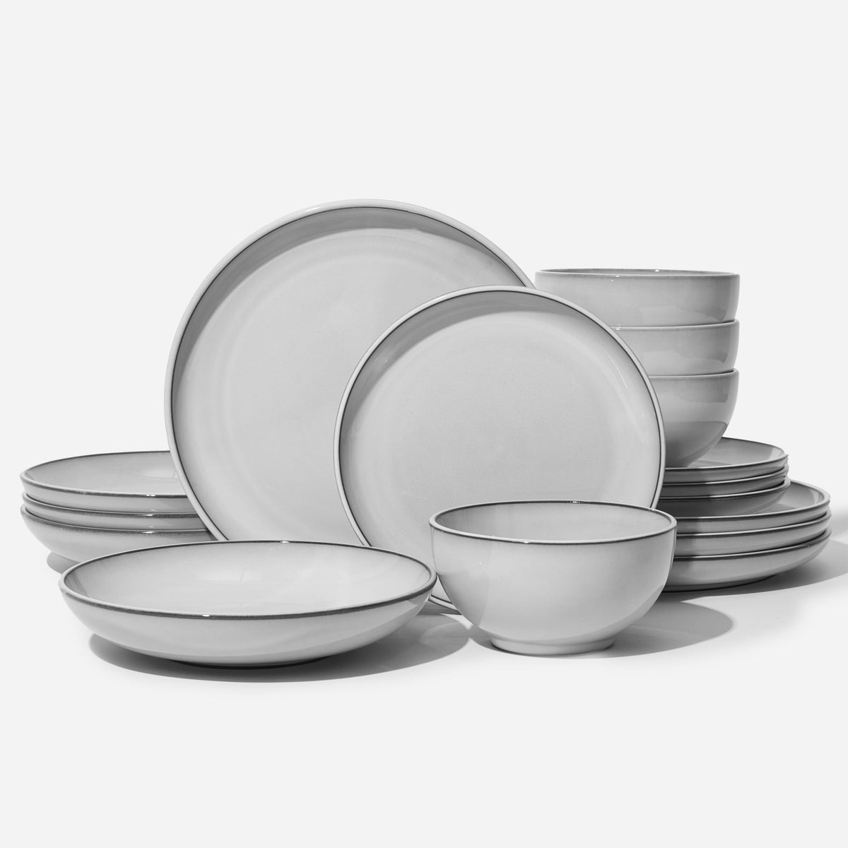 Pokini Stoneware Dinnerware Sets for 8, 24pcs Plates and Bowls Sets Dishes