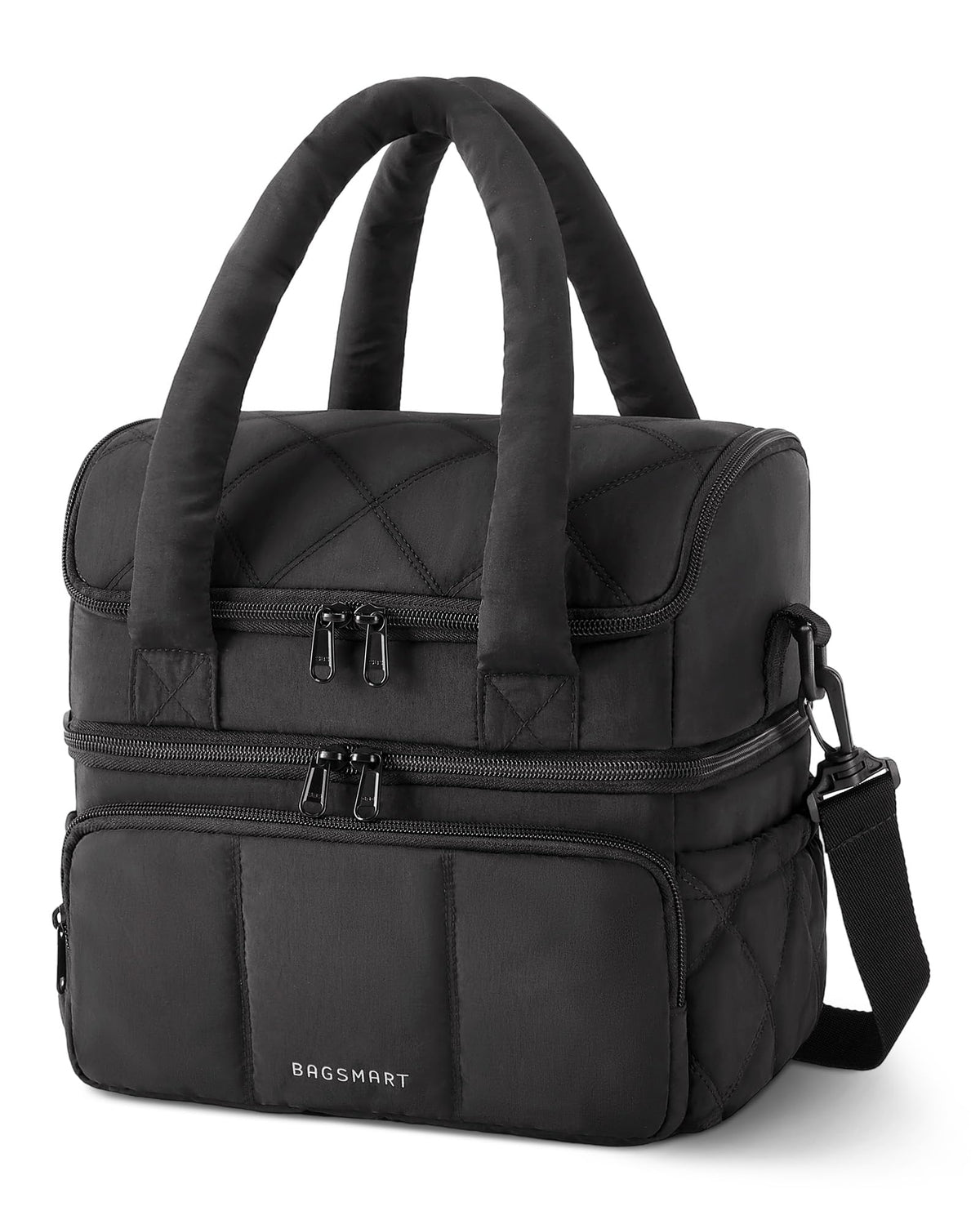BAGSMART Lunch Bag Women, Double Deck Insulated Lunch Box, Camel