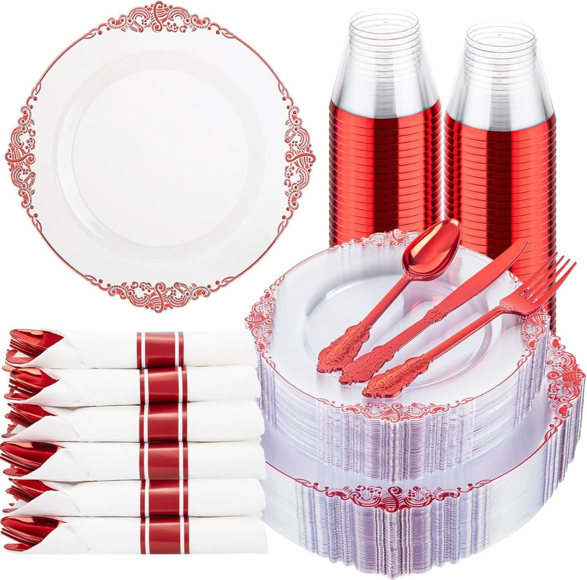 Hioasis 350 Pcs Clear Black Plates for Party