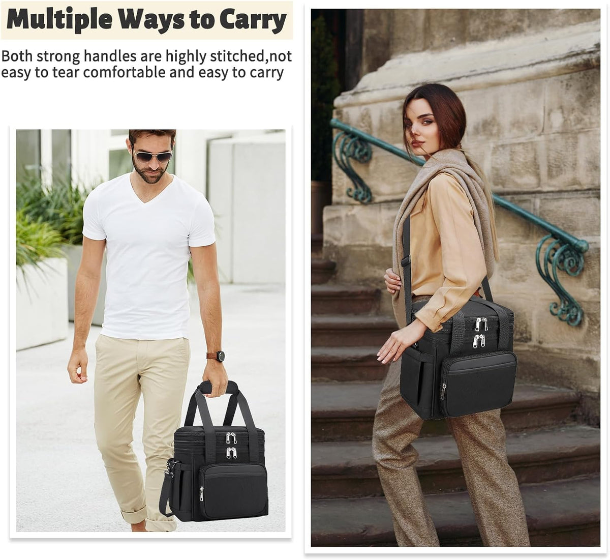 holuxer Lunch Bag & Lunch Box for Men Women - Large Double Deck Soft