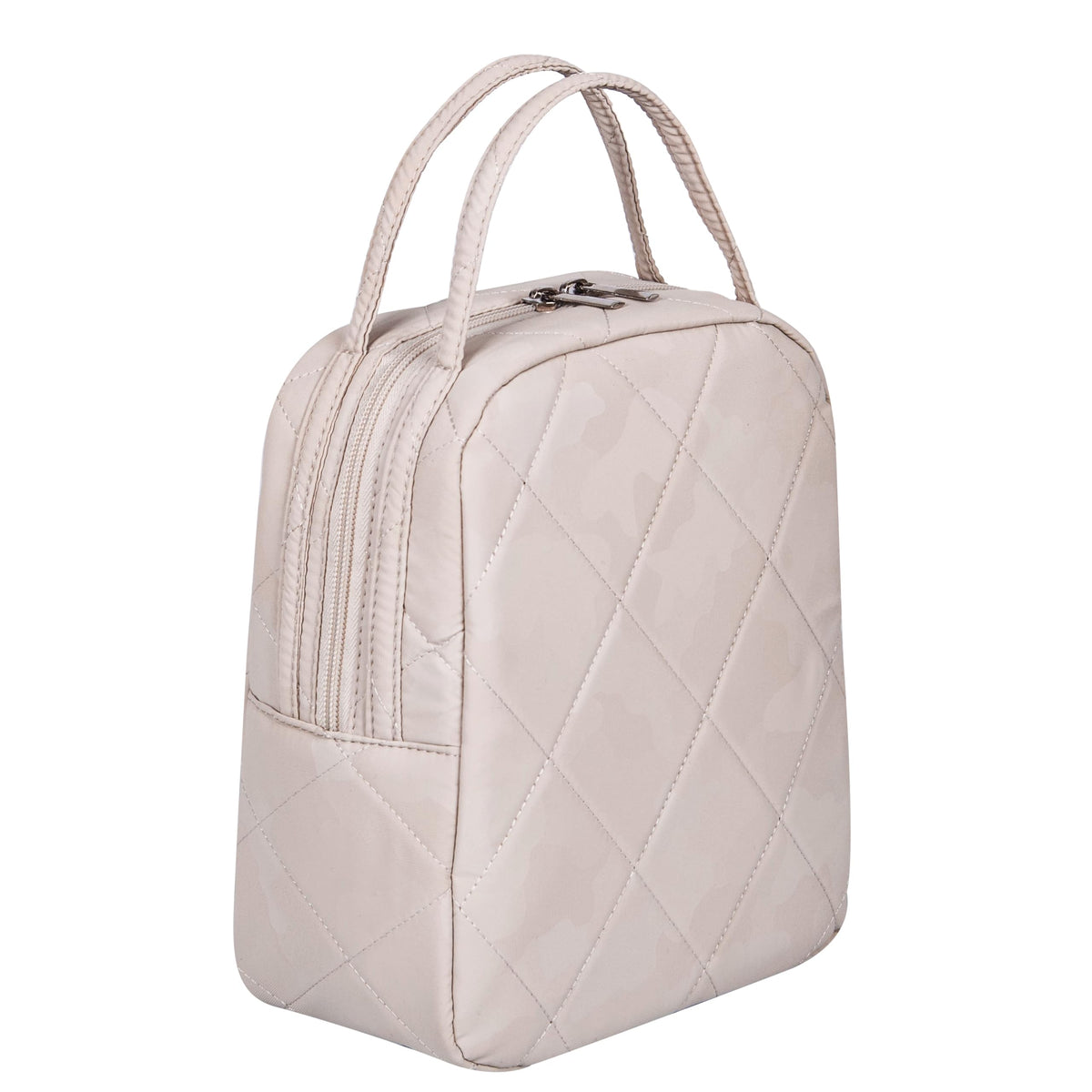 Machine Washable Women Quilted Fabric Insulated Reusable Cooler Lunch Bag Tote Adult Thermal Lunch Box Storage Bag for Ｗork (Black)