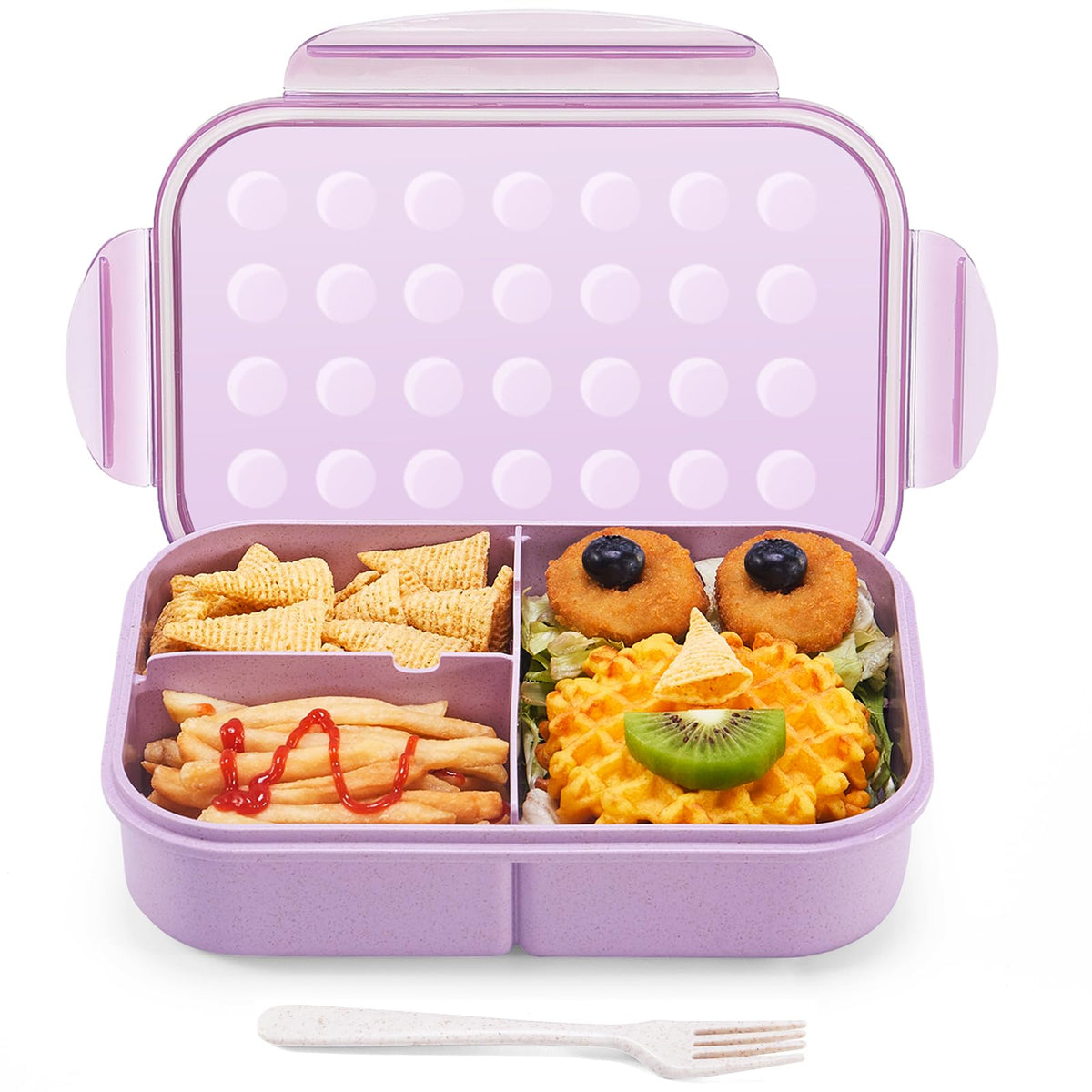 MISS BIG® Large Bento Lunch Box for Adults, 1900ml, 3 Compartments, Blue