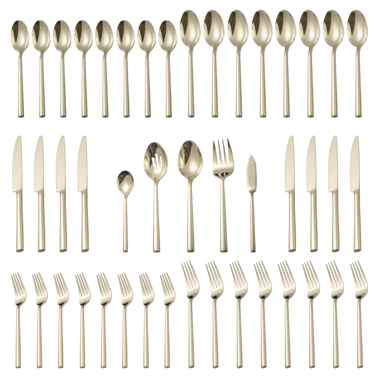 Alata Potter Champagne Gold 20-Piece Forged Silverware Set, Service for 4, Stainless Steel Flatware Set, Modern Design with Mirror Finish, Ideal for Home, Kitchen, Party, Camping