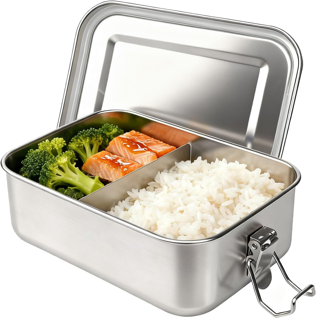 Adult Stainless Steel Lunch Box, 40oz/1200ml Metal Bento Box Removable Dividers, Reusable Food Storage Containers with Lids Leak Proof for Travel, Work, Picnic, Home