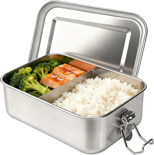 Adult Stainless Steel Lunch Box, 40oz/1200ml Metal Bento Box Removable Dividers, Reusable Food Storage Containers with Lids Leak Proof for Travel, Work, Picnic, Home