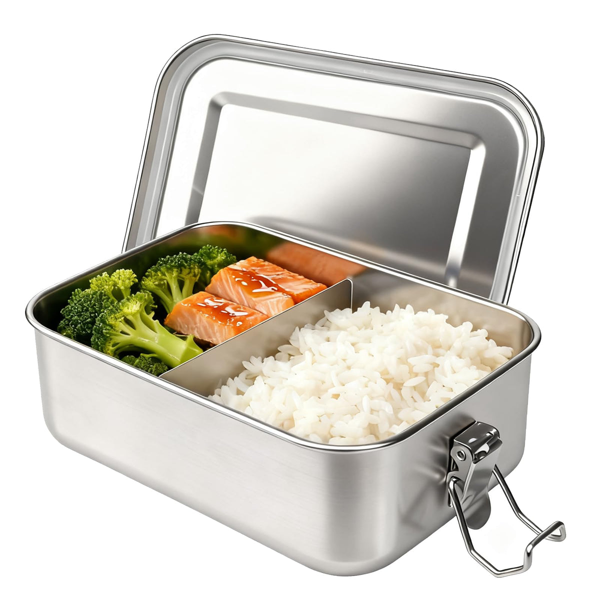 Adult Stainless Steel Lunch Box, 40oz/1200ml Metal Bento Box Removable Dividers, Reusable Food Storage Containers with Lids Leak Proof for Travel, Work, Picnic, Home