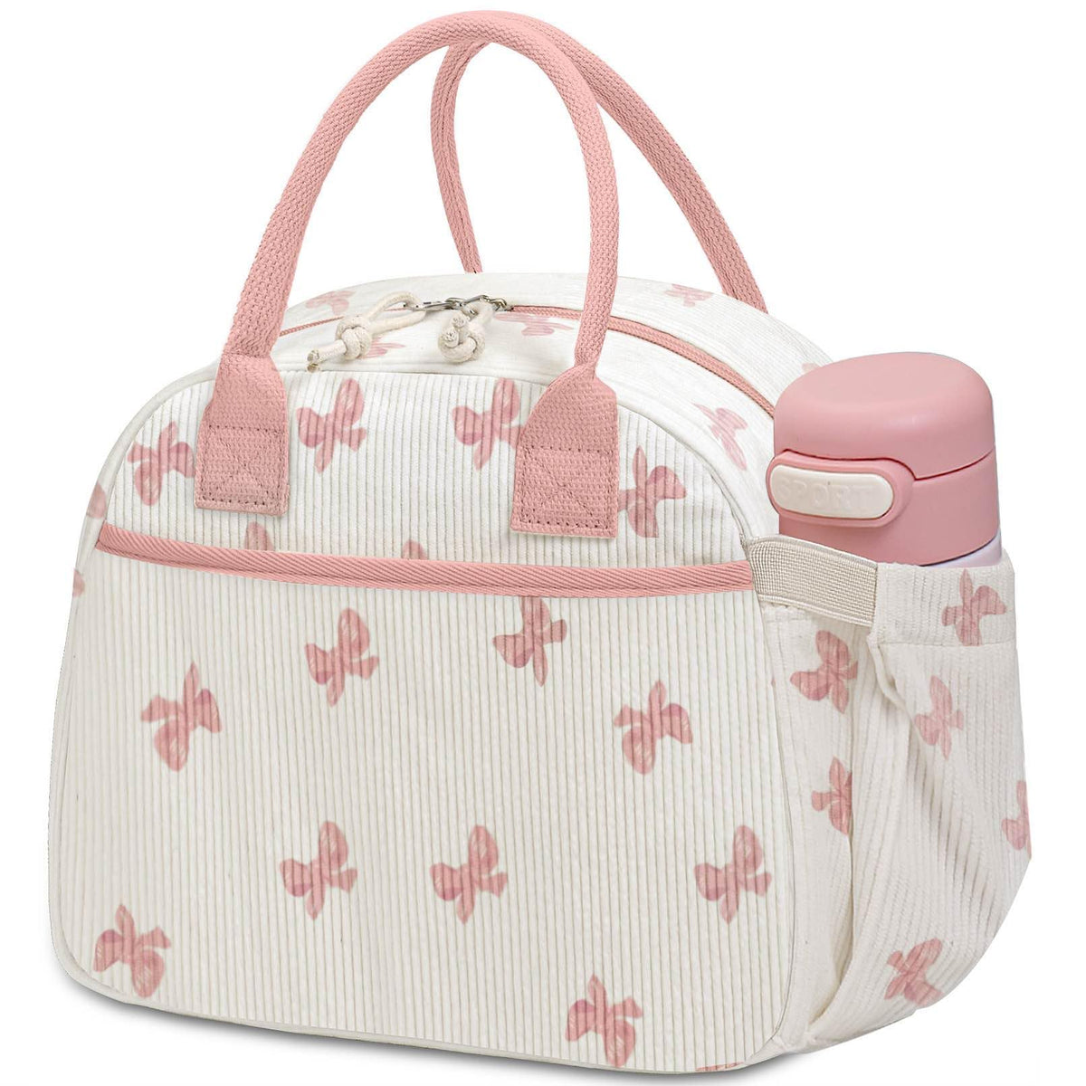 Carry bloom Lunch Box for Women, Insulated Lunch Bag Cute Corduroy Lunchbox