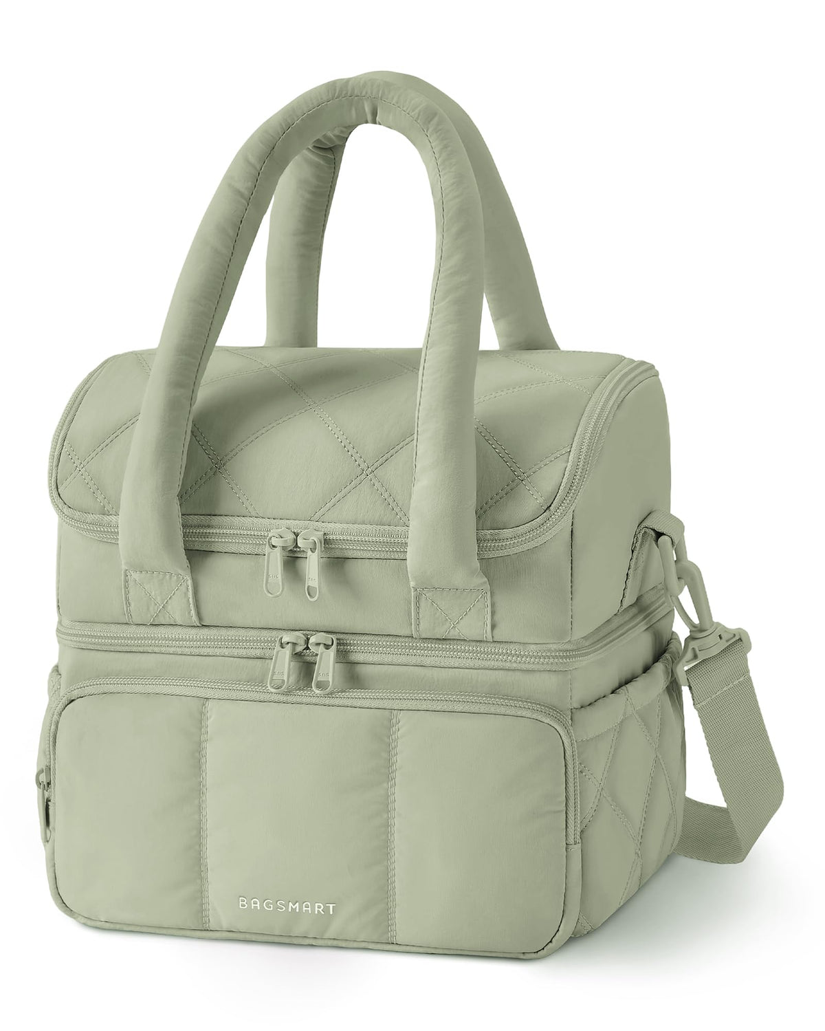 BAGSMART Lunch Bag Women, Double Deck Insulated Lunch Box, Camel