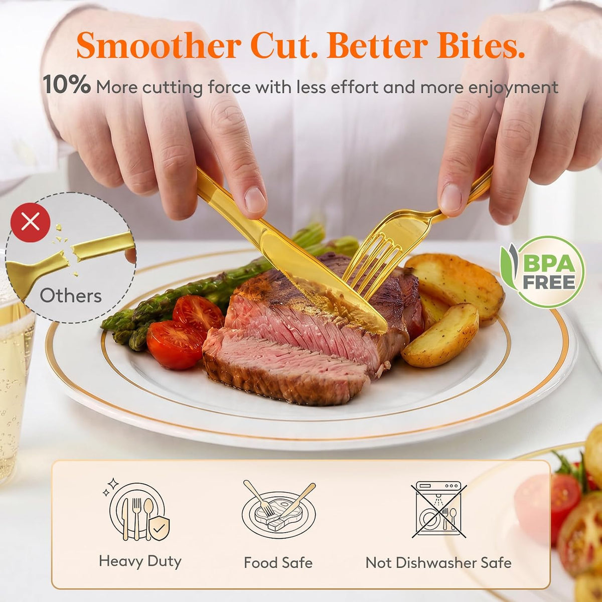 Lifewit 350PCS Disposable Dinnerware Set, Plastic Plates for 50 Guests