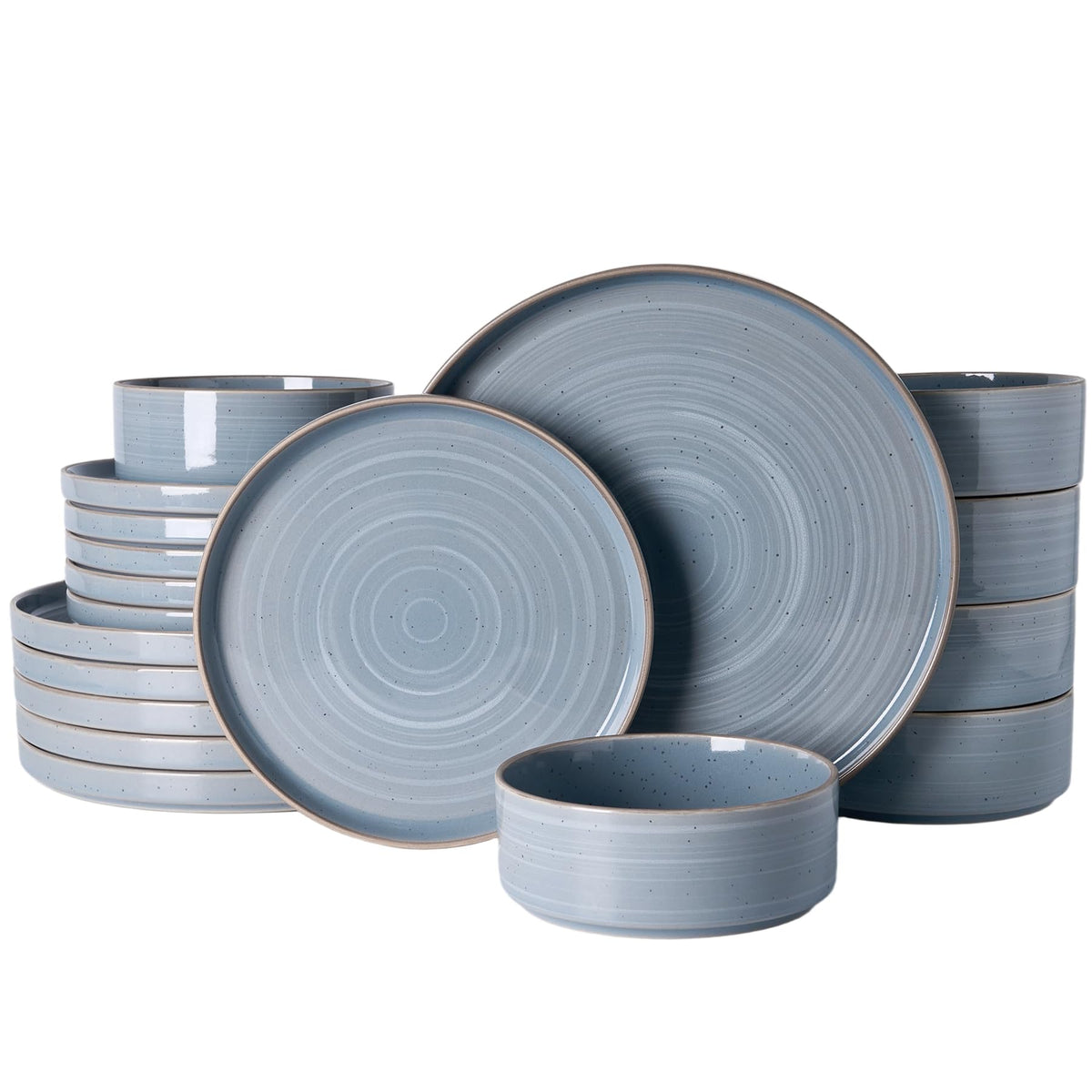 Famiware Nebula Plates and Bowls, 12-Piece Dinnerware Set, Cinnamon Brown