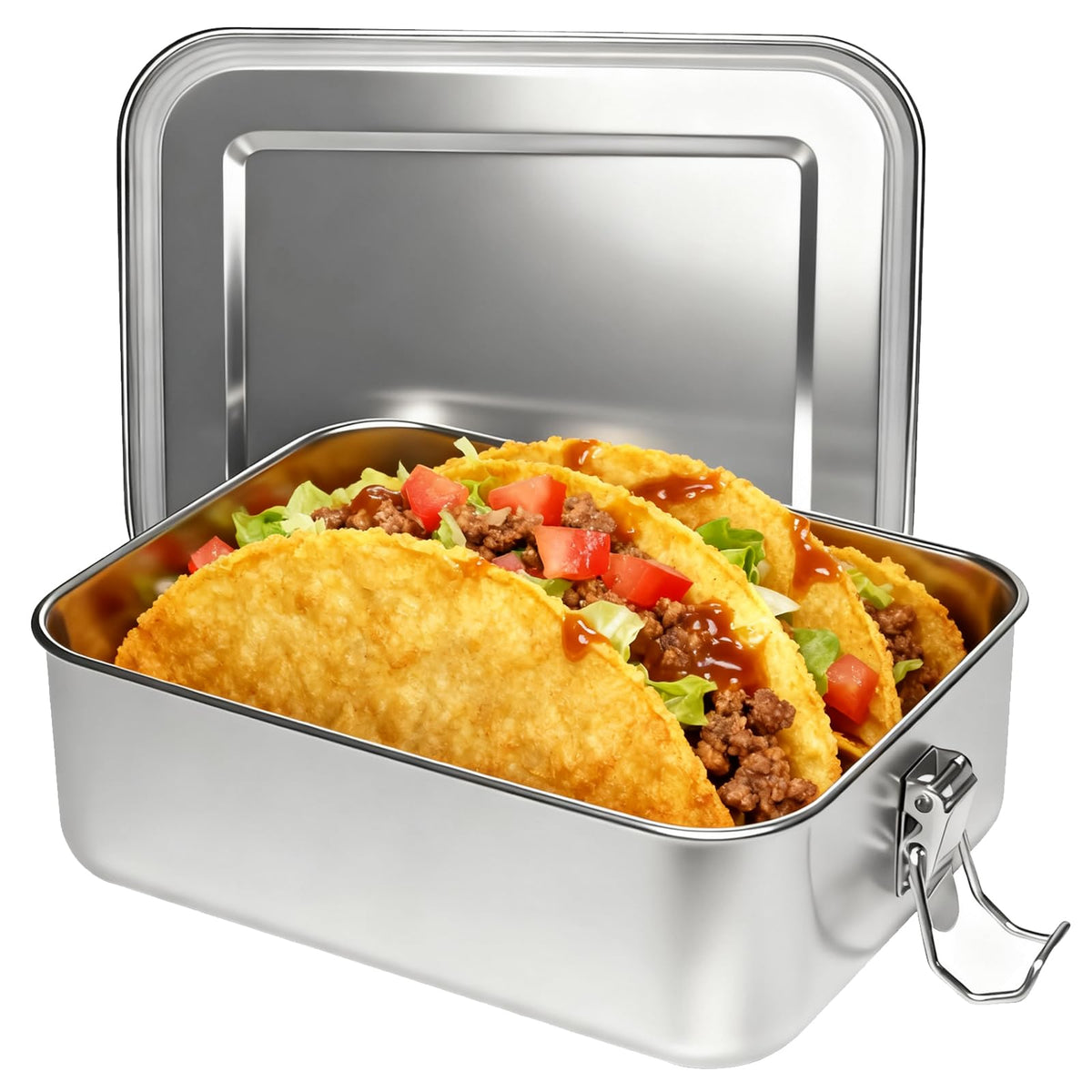 Adult Stainless Steel Lunch Box, 40oz/1200ml Metal Bento Box Removable Dividers, Reusable Food Storage Containers with Lids Leak Proof for Travel, Work, Picnic, Home