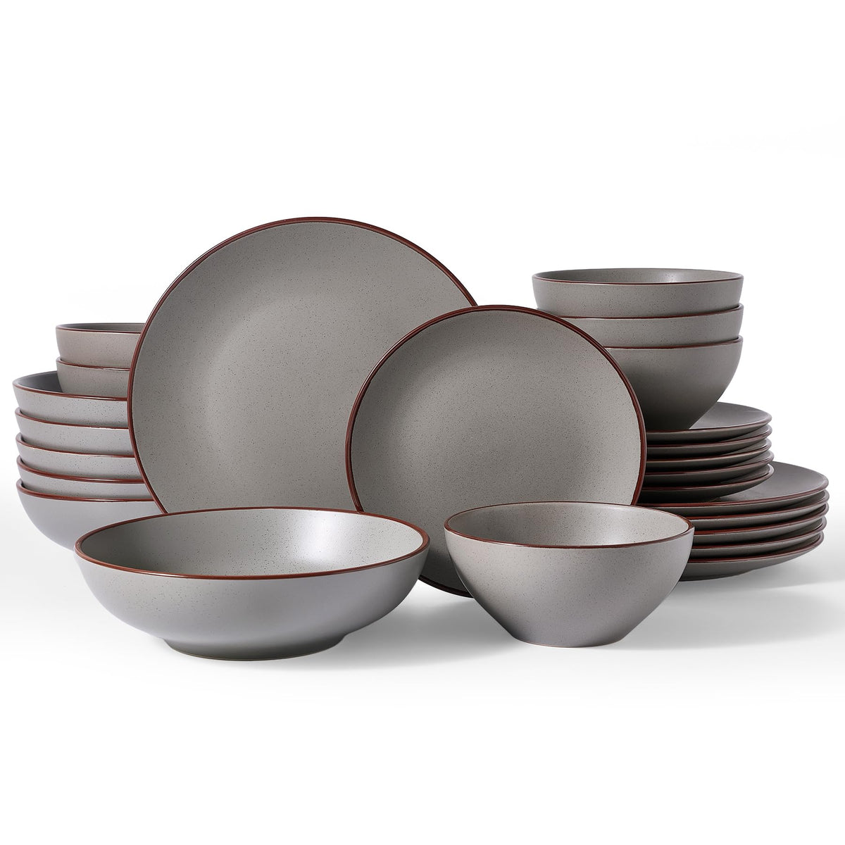 Famiware Venus Plates and Bowls Sets, 12pcs Stoneware Dinnerware Set for 4