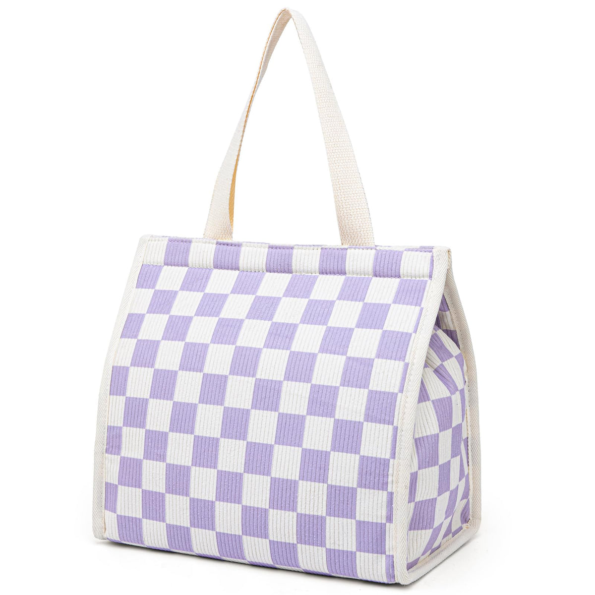 Insulated Lunch Bag for Work, 10.2"x5.9"x10.2" Oxford Waterproof Lunch Tote, Thermal Lunch Box for Office, Picnic & Outdoor, Pink and White Striped Canvas Tote Bag