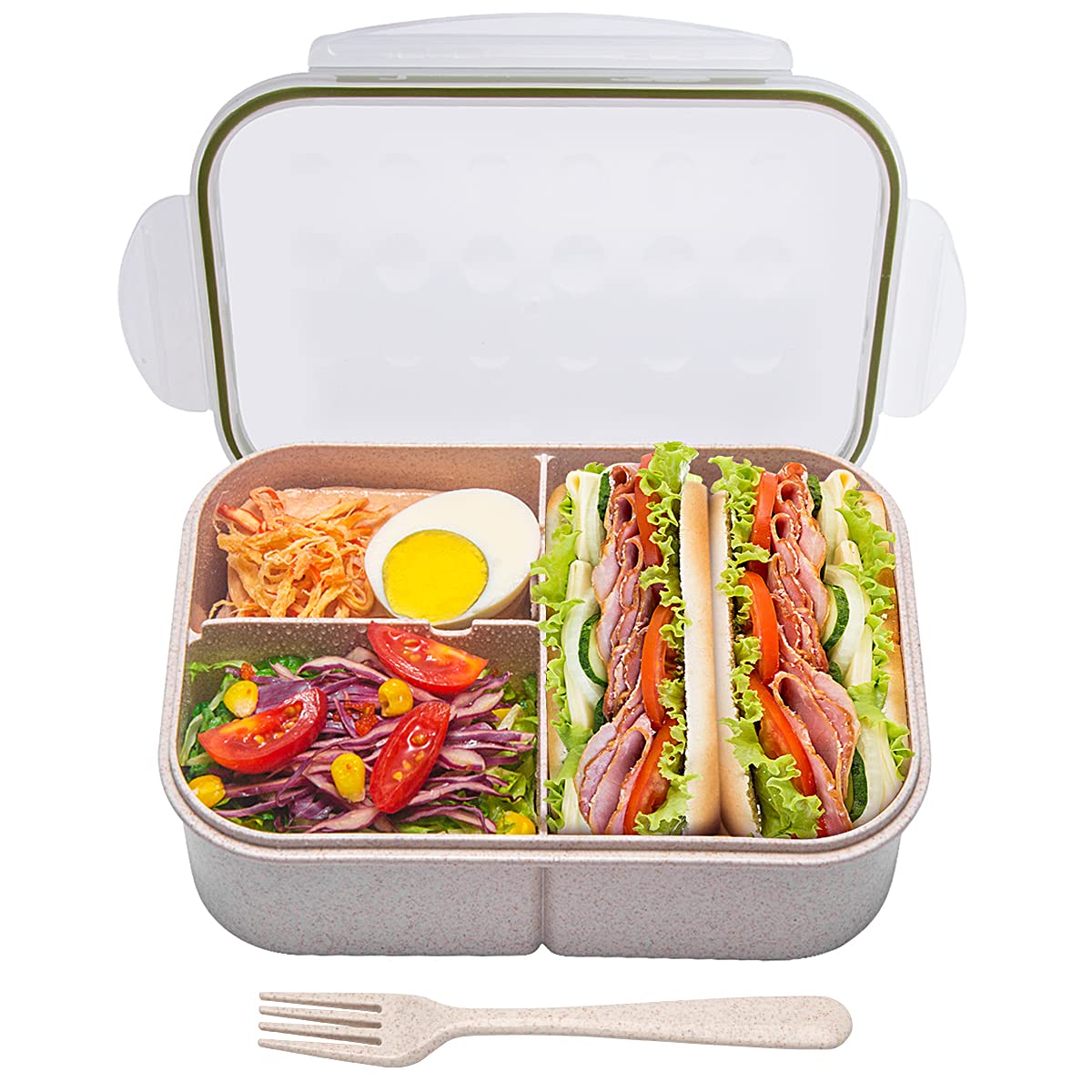 MISS BIG® Large Bento Lunch Box for Adults, 1900ml, 3 Compartments, Blue