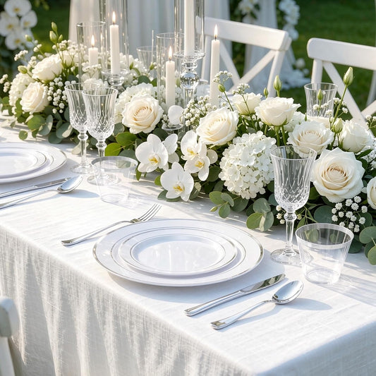 WELLIFE 600 PCS Silver Disposable Dinnerware Set for 100 Guests