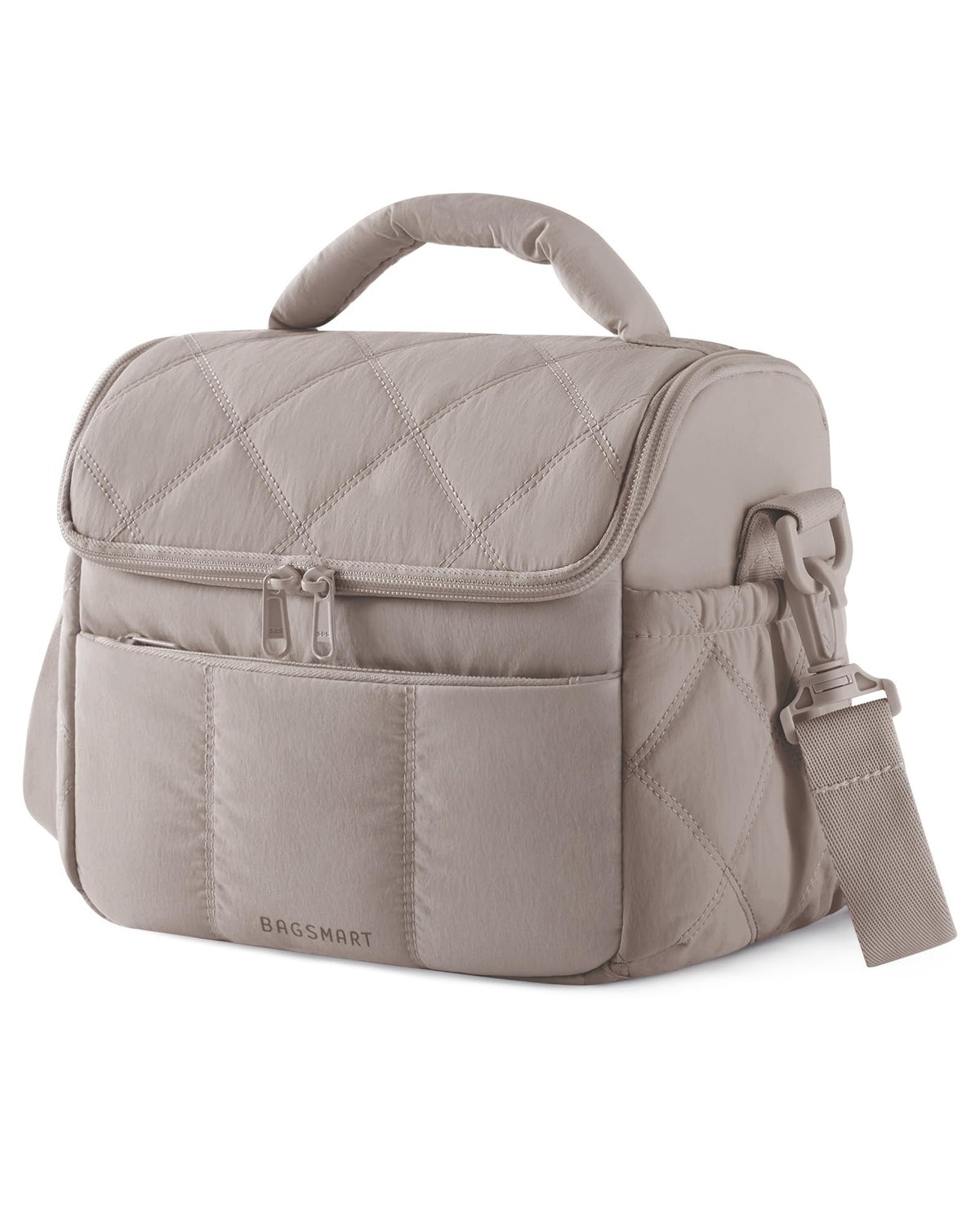 BAGSMART Lunch Bag Women, Double Deck Insulated Lunch Box, Camel