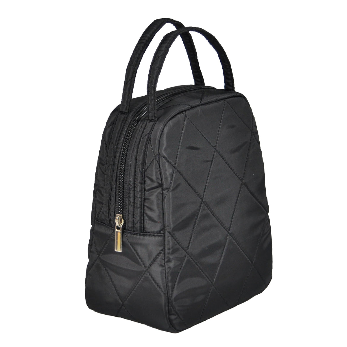 Machine Washable Women Quilted Fabric Insulated Reusable Cooler Lunch Bag Tote Adult Thermal Lunch Box Storage Bag for Ｗork (Black)