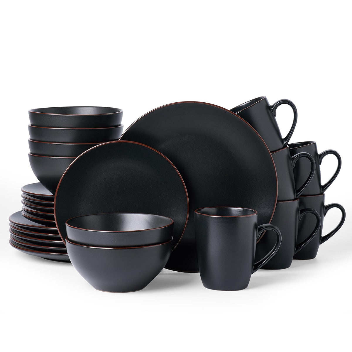 Famiware Venus Plates and Bowls Sets, 12pcs Stoneware Dinnerware Set for 4
