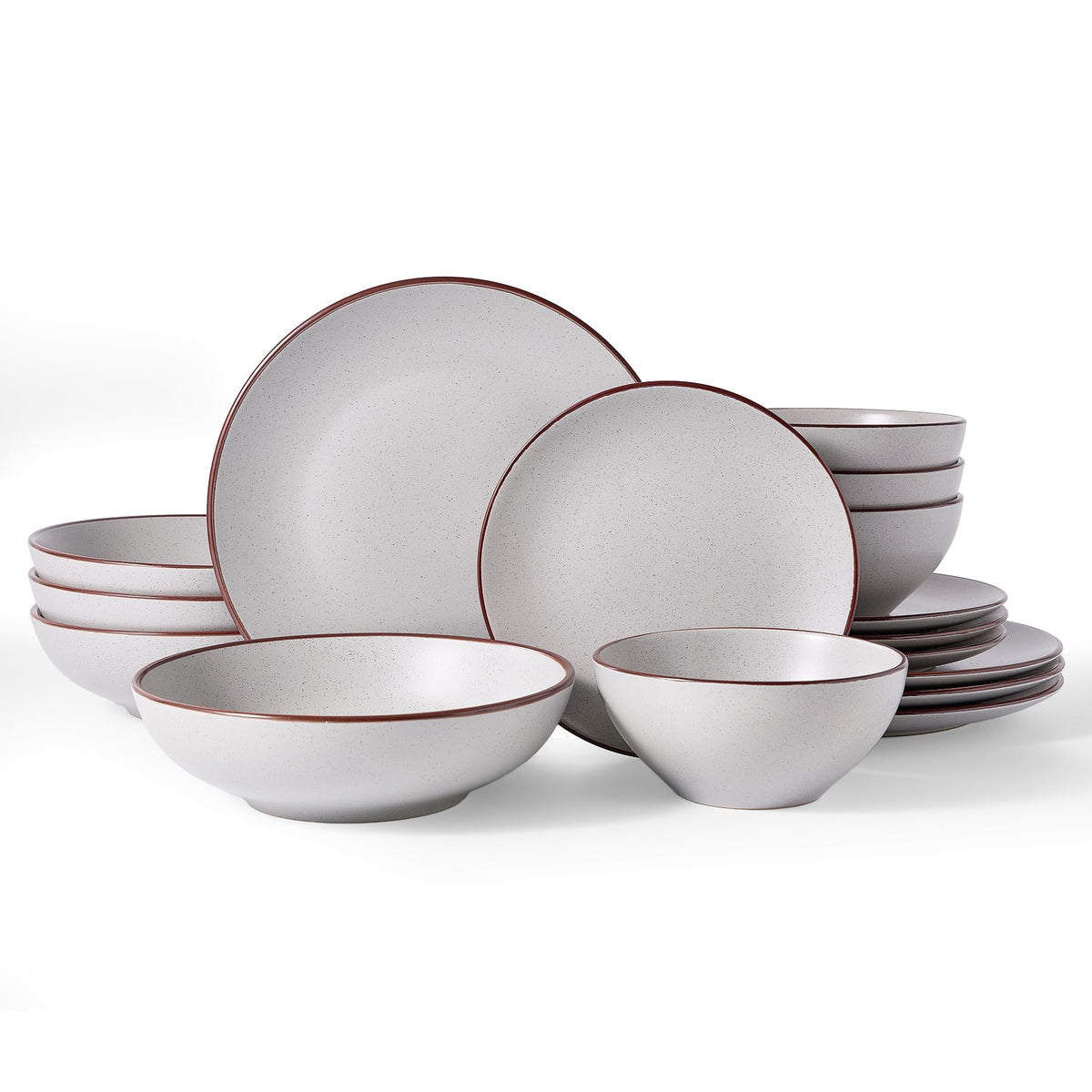 Famiware Venus Plates and Bowls Sets, 12pcs Stoneware Dinnerware Set for 4