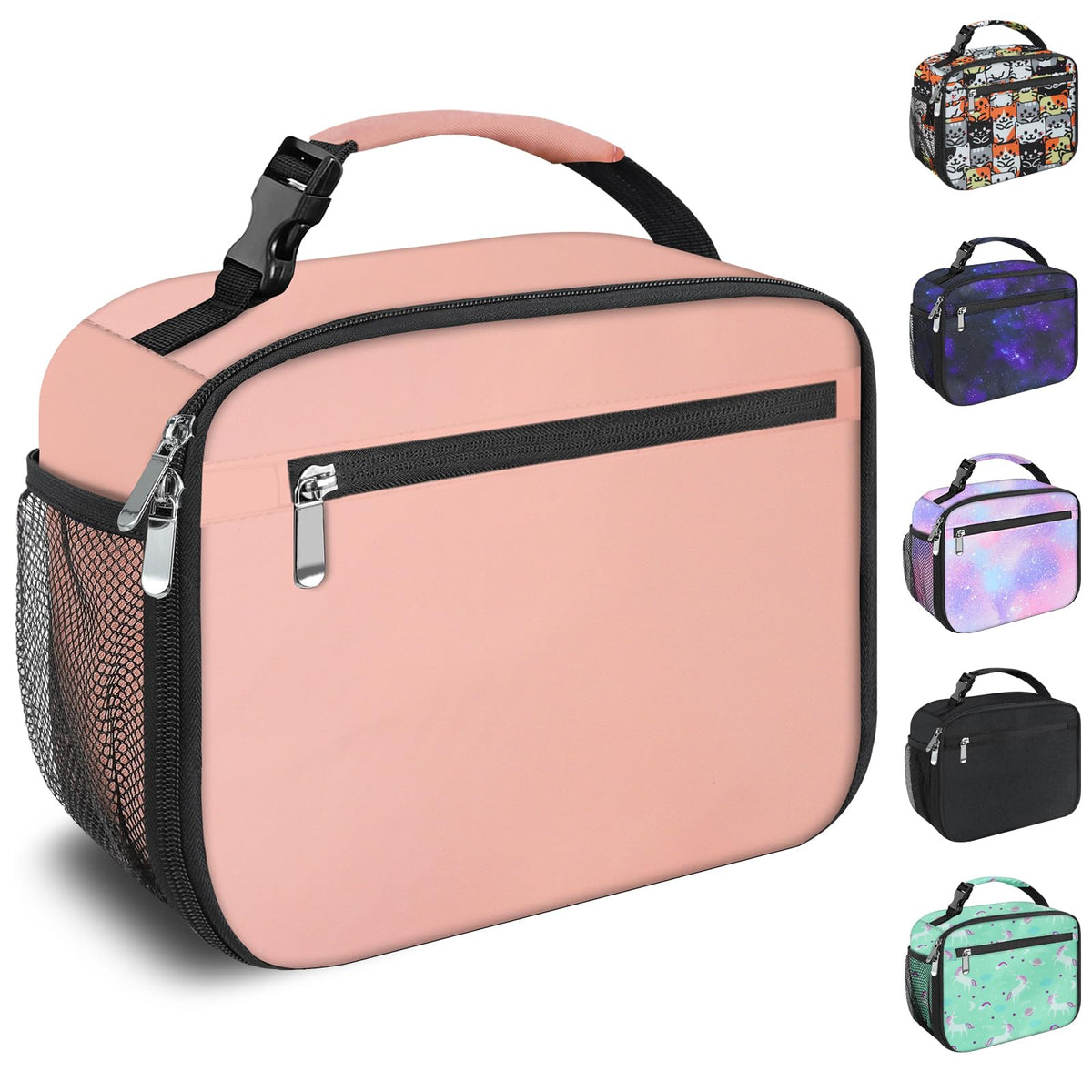 Kids Lunch Box for Boys Girls Lunch Bag Insulated Durable Lunchbox Children Lunch Tote Bag for School Black