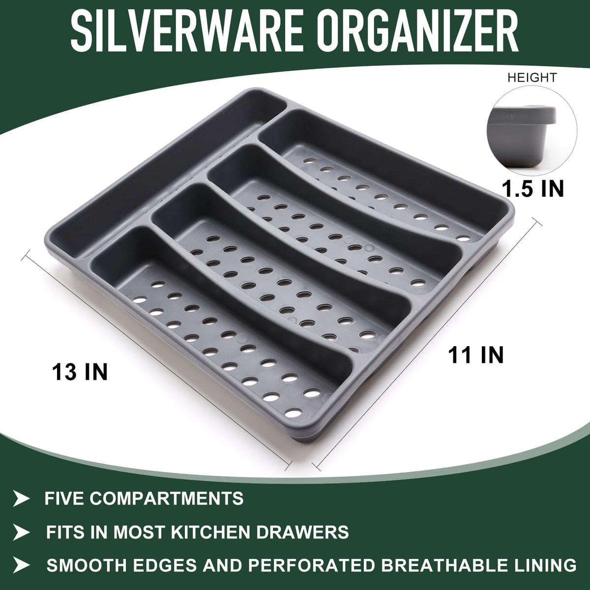 21 Pcs Black Silverware Sets with Organizer Spoon Fork Set Eating Utensils