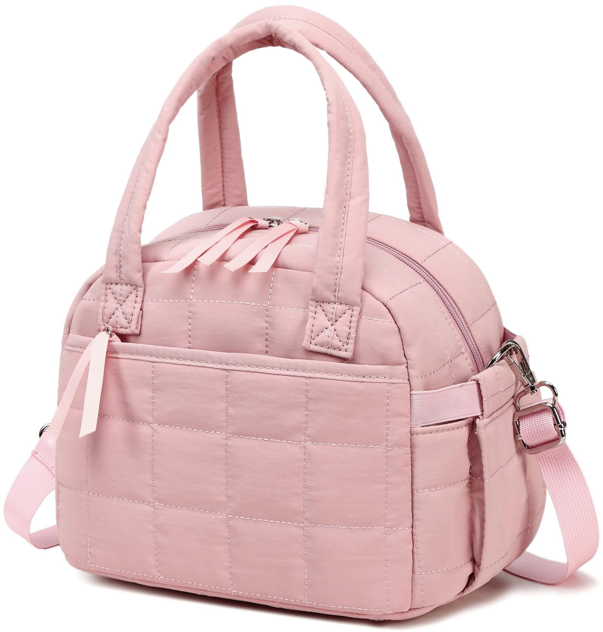 LEDAOU Lunch Box for Women, Quilted Insulated Lunch Bag, Puffy Lunch Tote with Adjustable Shoulder Strap for Work School Travel (Brown, Regular 9L)