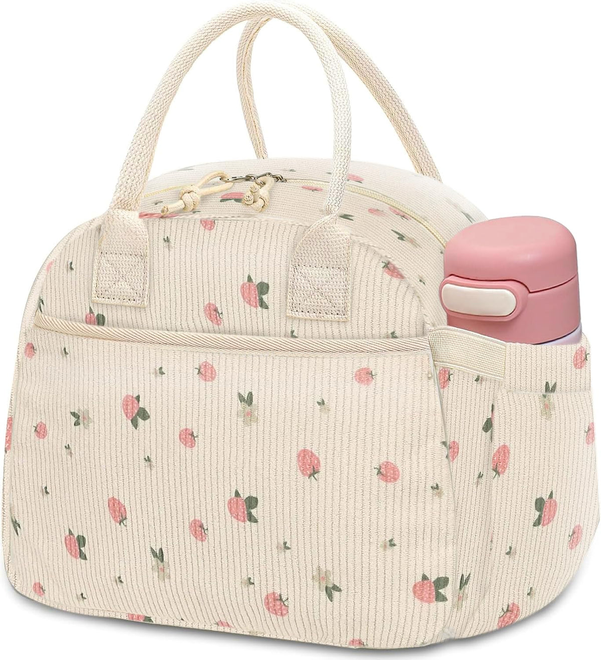 Carry bloom Lunch Box for Women, Insulated Lunch Bag Cute Corduroy Lunchbox