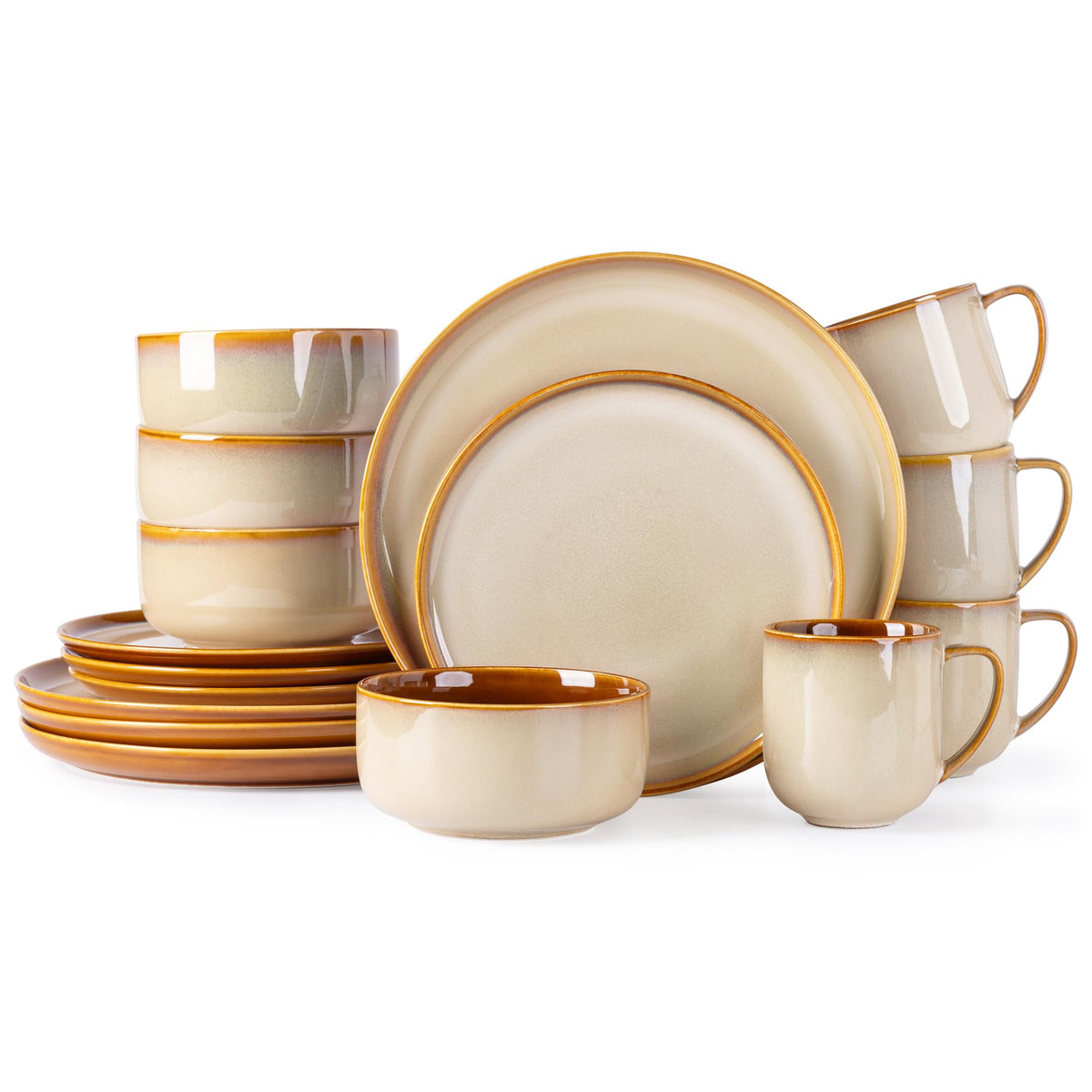 LeRatio Ceramic Dinnerware Sets for 4,12Pcs Porcelain Plates and Bowls Set