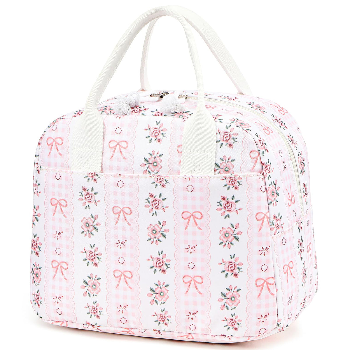 LOVELYWIND Lunch Box for Women,Insulated Lunch Bag,Green Stripe14-Can(9L)