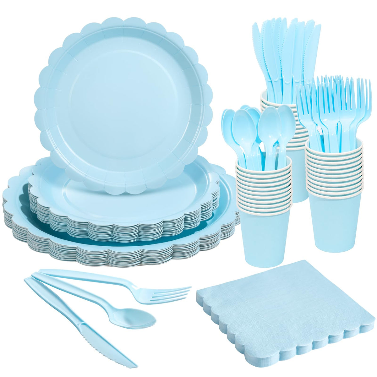 Goodluck Ivory Scalloped Disposable Tableware Set - 350PCS