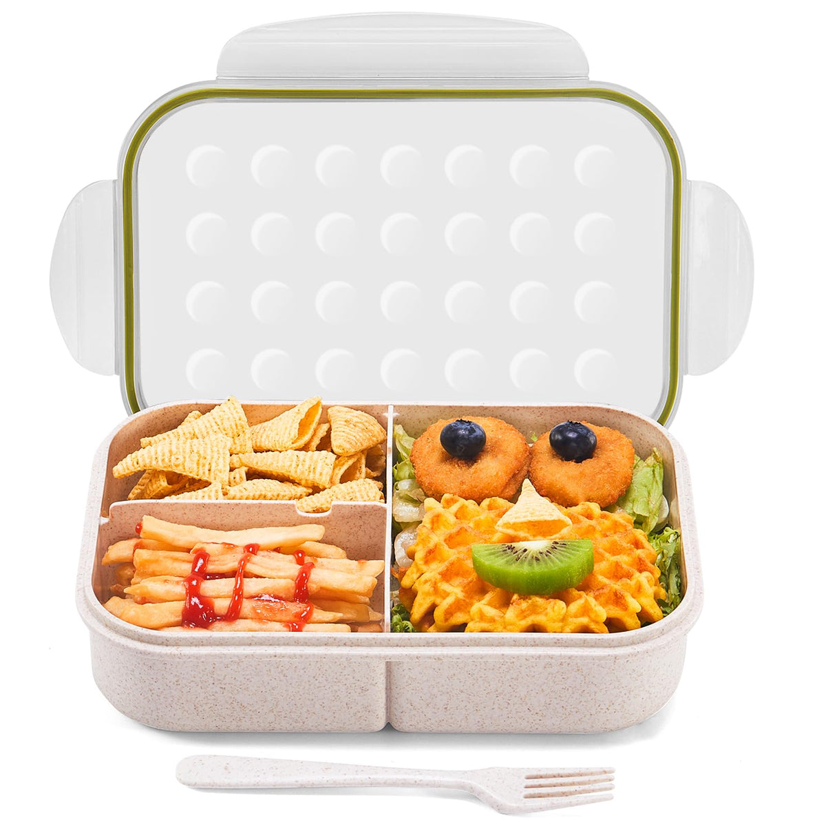 MISS BIG® Large Bento Lunch Box for Adults, 1900ml, 3 Compartments, Blue