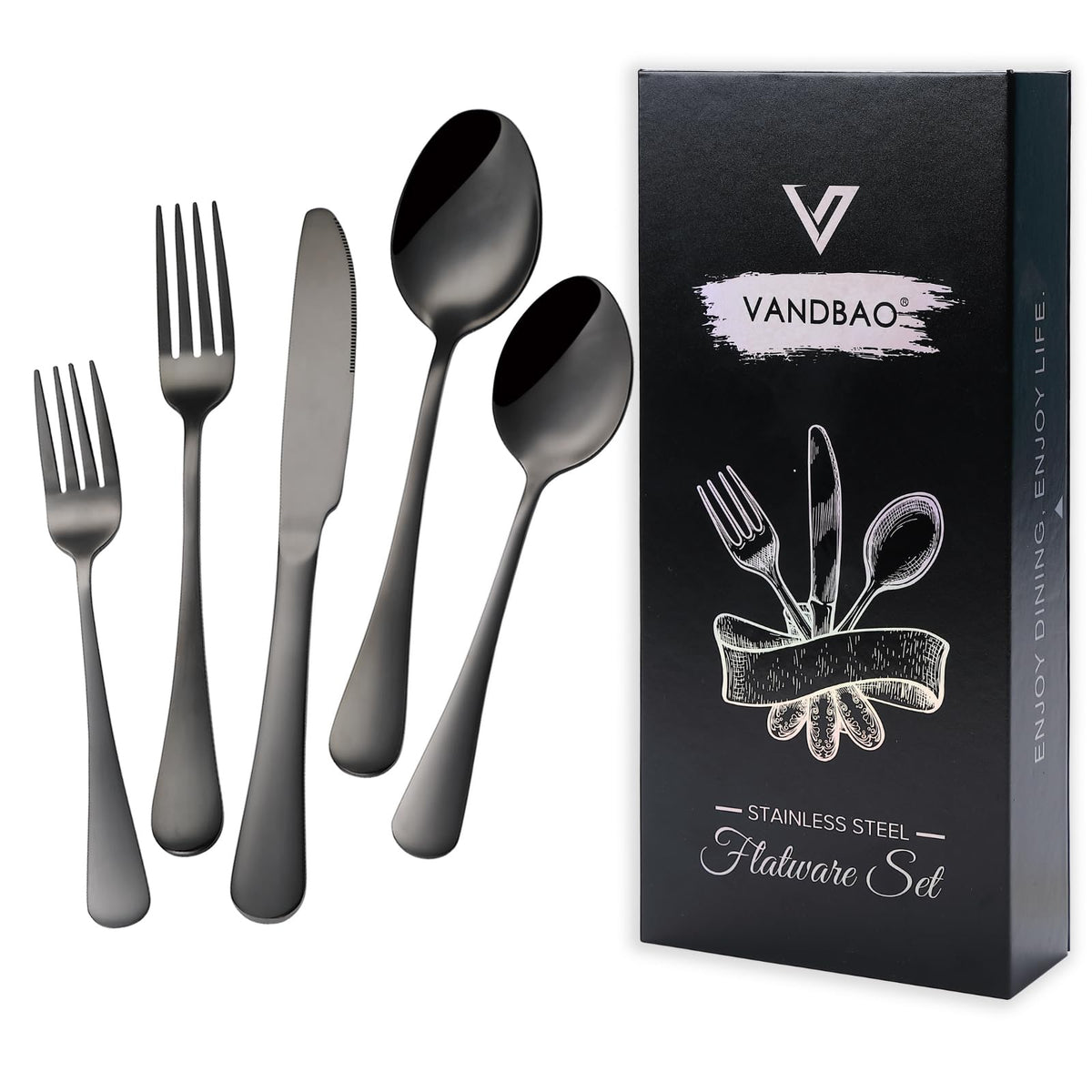 Blue Silverware Set Flatware Cutlery - 20 Pieces Stainless Steel Tableware Set Service for 4,Include Fork Knife Spoon,Mirror Polished,Dishwasher Safe